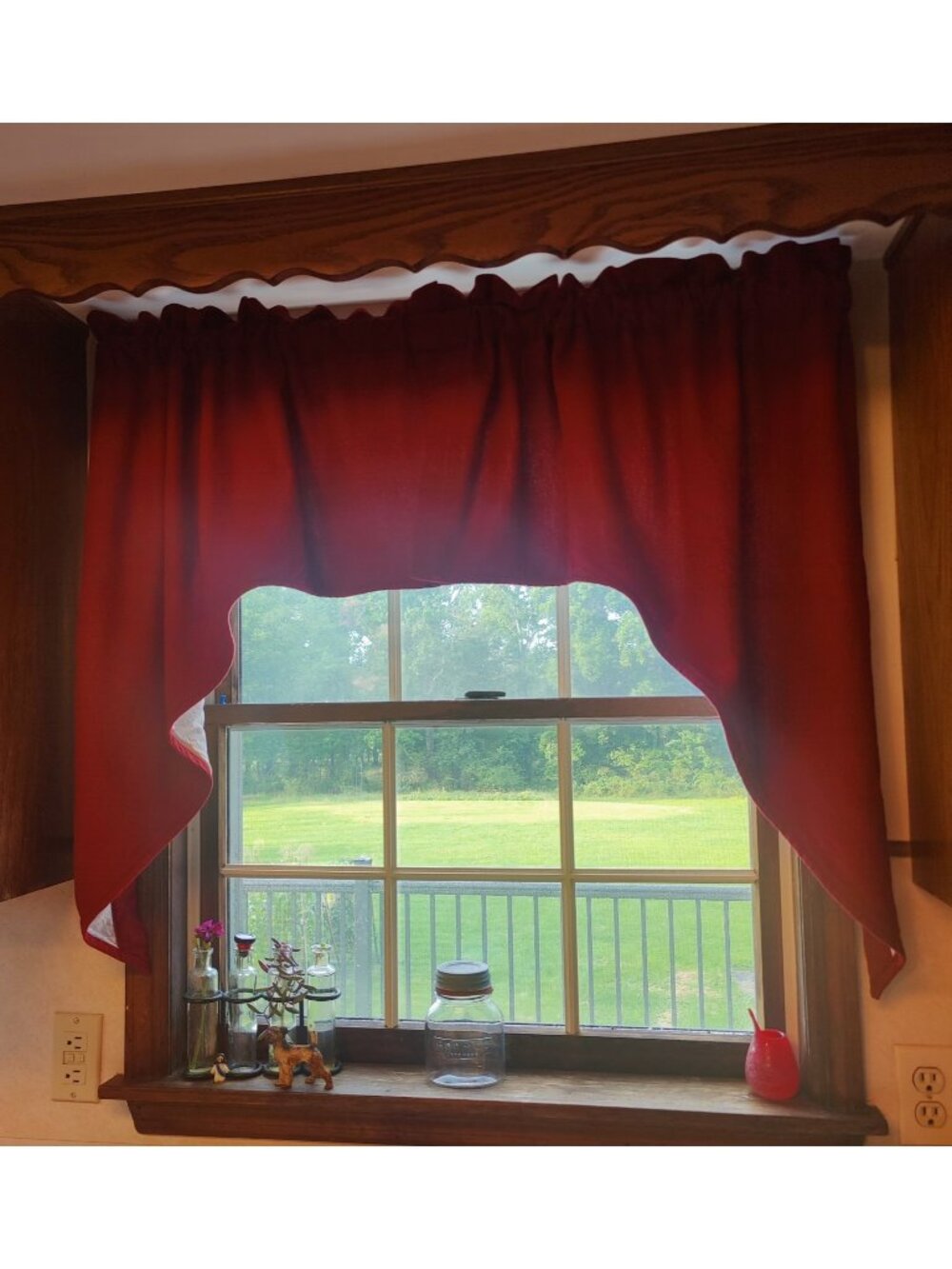 Park Designs York Burgundy Check Cotton Curtain Swag Two Sets Rustic Farm House